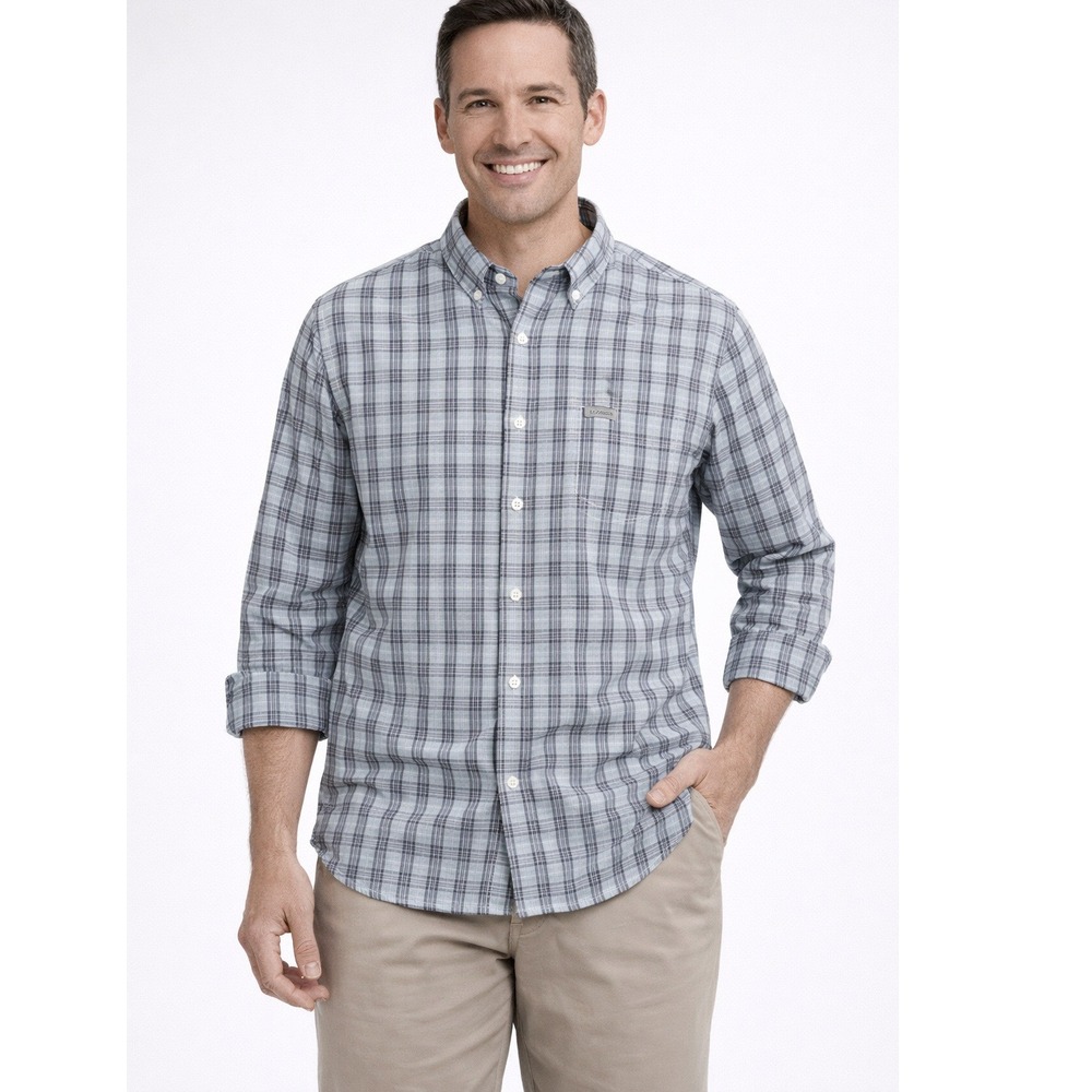 Columbia Mens Plaid Button Size M Down Long Sleeve Shirt Classic Fit Casual